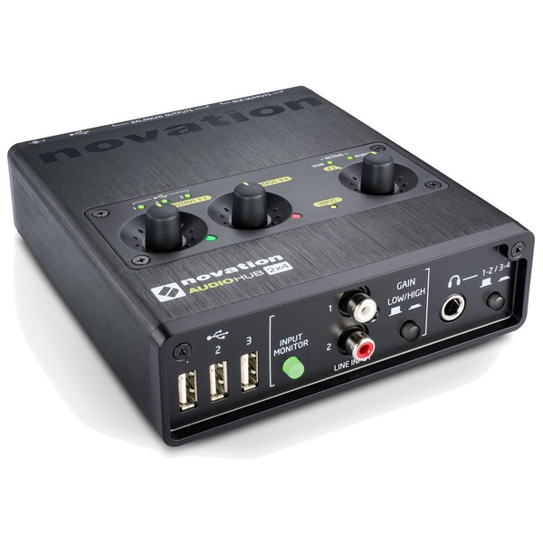Внешняя студийная звуковая карта Novation Внешняя студийная звуковая карта NovationВнешняя студийная звуковая карта<br>Профессиональный USB-аудиоинтерфейс со встроенным USB-хабом. 2 небалансных входа и 4 балансных/небалансных выхода, индикаторы клиппирования и встроенный USB-хаб на 3 порта с возможность питания устройств. АЦП/ЦАП – 24 бит/96 кГц, сверхмалая задержка, возможность подключения к iPad и полностью алюминиевый корпус.<br>