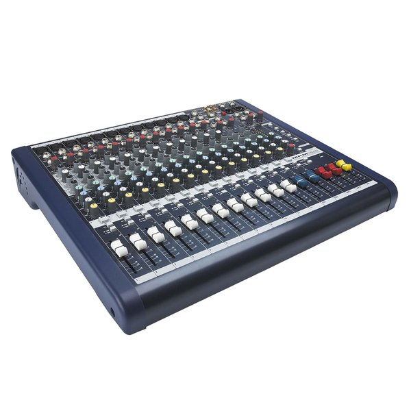 Аналоговый микшерный пульт Soundcraft Аналоговый микшерный пульт SoundcraftАналоговый микшерный пульт<br>14-канальный линейный микшер с фантомным питанием и предусилителями GB30. 2 шины, 12 микрофонных и линейных входов, 2 стереовхода, трехполосные графические и полупараметрические эквалайзеры, 3 aux-посыла на канал.<br>